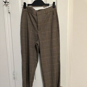 Zara Plaid Brown Trousers
